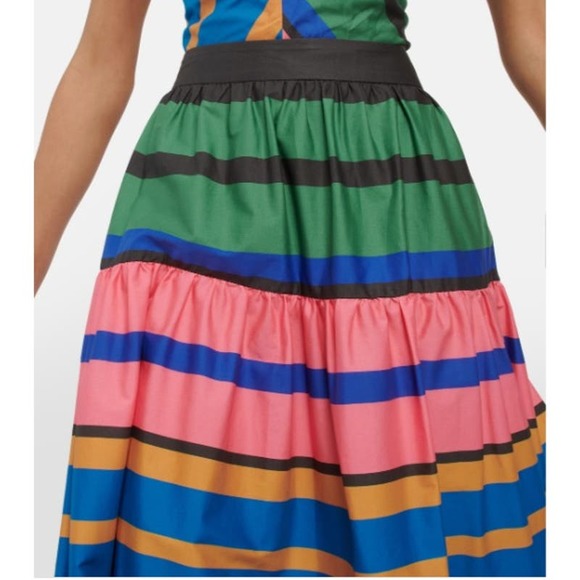 NEW STAUD High Waisted Sea Striped Tiered A-Line Poplin Midi Skirt Women… - Picture 5 of 10